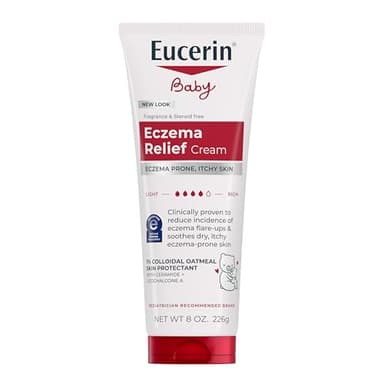 Eucerin Baby Eczema Relief Body Cream, Fragrance Free Baby Eczema Cream with Colloidal Oatmeal, Ceramide-3 and Licorice Root Extract, 8 Oz Tube