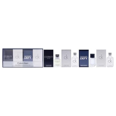 Calvin Klein 4-Piece Mini Gift Set for Men, (x2) 0.33 Oz CK One EDT, 0.33 Oz Eternity EDT and 0.16 Oz Defy EDT