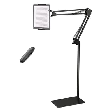 Debtrop Floor Kindle Stand Holder with Remote Page Turner, Bed Holder with Clicker for Reading, Kindle Accessories for 4.7-11.9 inch Devices