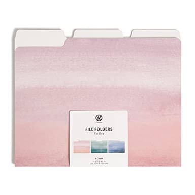 U Brands Fashion File Folders, 9 Count, 1/3-Cut Tabs in Assorted Positions, Letter Size, Office Supplies (Tie Dye)