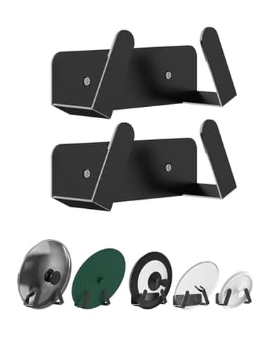 NOTMBESTM Pot Lid Organizer, 2 Pack Lid Holders Inside Cabinet, Wall Mount Rack Fit for Cutting Board, Fixed by Adhesive or Screw (Black)