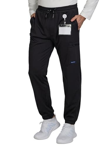 Nautica Mens Scrub Pants – Joggers Scrub Pants for Men with Athletic Yoga Fit, Comfortable Men Scrubs for Medical & Work Use Black