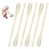 ZKENIRD 6 Pcs 2-in-1 Nasal Hair Cutter, Upgrade Double Sided Nose Hair Knife, 360° Nostril Hair Remover Tool, Nose Hair Trimmer for Men, Nasal Hair Cutter for Men Women, Soft Cleaning Brush (Cream)