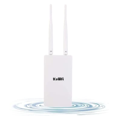 KuWFi Waterproof Outdoor 4G LTE CPE SIM Card WiFi Router 150Mbps CAT4 SIM LTE Routers Work with IP Camera or Outside WiFi Coverage with 2pcs Antenna Only Work with SIM Card Mode Not for USA