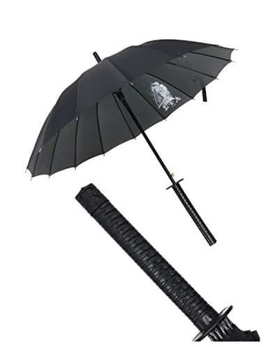 Kurop Samurai Handle Umbrella Ninja Japanese Long Umbrella with 16 Ribs