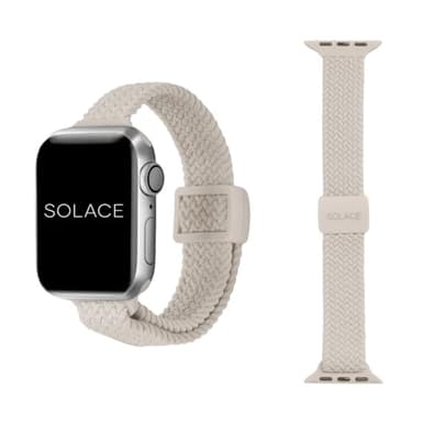 Solace Bands Slim Imperium Adapt Adjustable Nylon Braided Watch Band - Compatible w/All Apple Watches - Solace Apple Watch Bands for Women & Men - Smart Watches Band Series 11 10 9 8 7-1 SE - (Sand)
