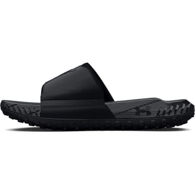 Under Armour Unisex Project Rock 3 Slides, (001) Black/Black/Pitch Gray, 11, US