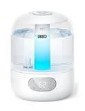 Dreo 3L Top Fill Humidifiers for Bedroom, 30H & 26dB Quiet Runtime for Large Room, Cool Mist Ultrasonic Humidifier with Humidity Sensor, Night Light for Home, Baby, Nursery, Plants, 360° Nozzle, White