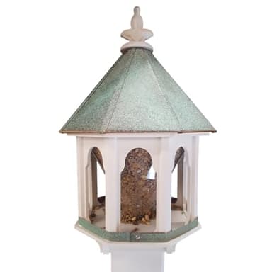 Wild Bird Feeder Solid Cellular PVC Patina Copper Roof (F8V) Made in The USA (4" x 4" Mount)
