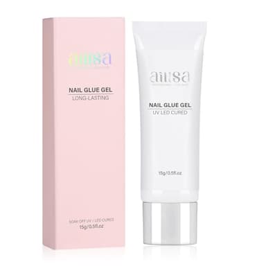 AILLSA Solid Gel Nail Glue for Nail Tips Strong Nail Glue for Press Ons Professional Fake Acrylic Soft Nails Glue U V Lamp Curing Needed - Long Lasting 15g / 0.5fl.oz