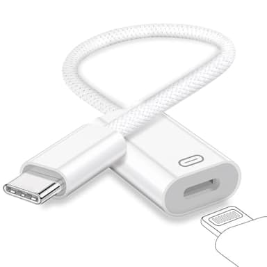 USB C to Lightning Headphone Audio Adapter, Type C Male to Female Lightning Earphone Converter with Charge/Data Transfer, Compatible with iPhone 17/16/15 Plus/Pro/Max, iPad Pro/Air 6/5/4, MacBook