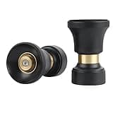 Hose Nozzle, Lichamp 2 Pack Heavy Duty Brass Fireman Style High Power Leak Proof Adjustable Garden Water Sprayer, Suitable for Car Wash, Patio Cleaning, Watering Lawn and Garden, Shower Pets (Black)
