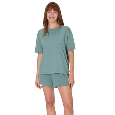 Hanes Women's Originals 2 Piece Lounge Set, Comfywear Supersoft Boxy T-Shirt & Sleep Shorts Loungewear Set