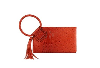 Womens Clutch Purse Wristlet Wallet Evening w/Hand Strap Casual Formal Vegan Leather - Metro Muse (OST-Bright Orange)