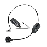 2.4G Dual Wireless Microphone Headset, UHF Wireless Headset Mic and Handheld Mic 2 in 1, 165FT Range, 3.5mm & 6.35mm Jacks, Ideal for Teaching, Fitness, Yoga, PA System, Amplifier, Training (Black)