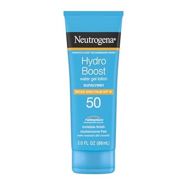 Neutrogena Hydro Boost Moisturizing Water Gel Sunscreen Lotion with Broad Spectrum SPF 50, Water-Resistant & Non-Greasy Hydrating Sunscreen Lotion, Oil-Free, 3 fl. oz