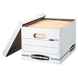 Bankers Box 4 Pack STOR/FILE Basic Duty File Storage Boxes, Standard Assembly, Lift-off Lid, Letter/Legal, White/Blue