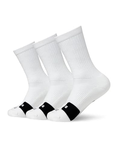 Nike Unisex Everyday Crew Basketball Socks (3 Pair), White/Black, Large