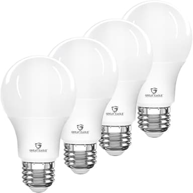 Great Eagle A19 LED Light Bulbs 60 Watt Equivalent - UL Listed - Soft White 3000K LED Light Bulbs - 9W Non Dimmable - 800 Lumens (4 Pack)