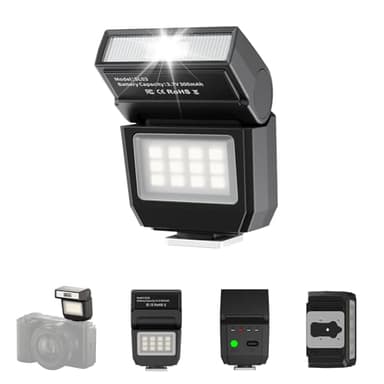 ULANZI SL03 Camera Mini Flash Speedlite with Video Light for Beginners Basic, GN8 6500K Flash 90° Angle Adjustable Compatible with Sony/Canon/Fuji/Nikon DSLR, Universal Single Contact Hot Shoe Mount