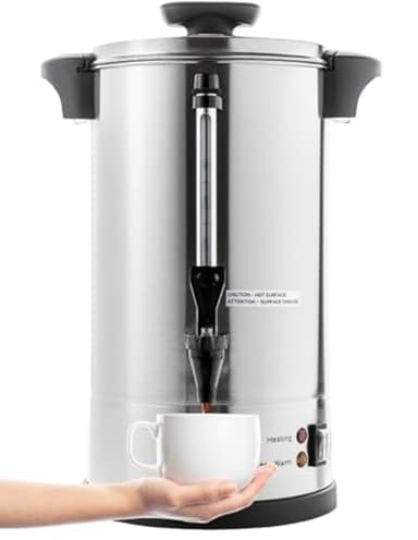 SYBO SR-CP-50B Commercial Grade Stainless Steel Percolate Coffee Maker Hot Water Urn for Catering, 50-Cup 8 L, Metallic