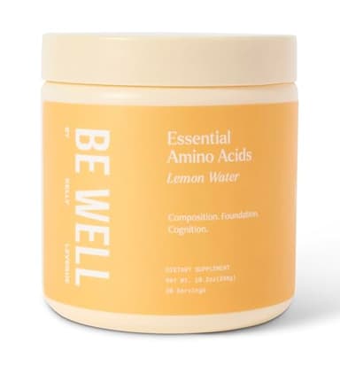 Be Well by Kelly Essential Amino Acids Lemon Powder Supplement Plant-Based (10.2oz) BCAA 9 EAA's