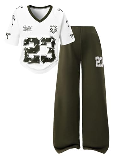 Azmxynol Tween Girls Trendy Clothes Short Sleeve Top + Sweatpant 2 Piece Outfit Set Teen Girl Juniors Spring Summer Cute Clothing Size 12 13