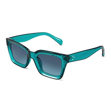FEISEDY Classic Women Sunglasses Fashion Thick Square Sun Glasses Chunky Frame UV400 B2471 (Transparent Turquoise, 50)