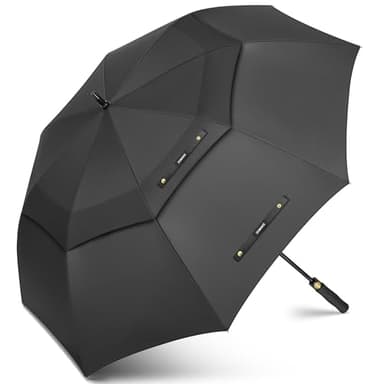 ZOMAKE Golf Umbrella Windproof, Extra Large Oversized Heavy Duty Double Canopy for Rain, Sports Games & Push Cart(62inch,Charcoal Black)