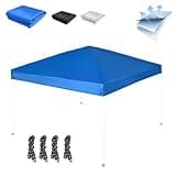 OUTMAX Straight Leg 10x10 Canopy Replacement Top, Pop-up Canopy Tent Replacement Cover, Waterproof Instant Canopy Top Cover with Rope for Garden, Picnic, Camping(Blue)
