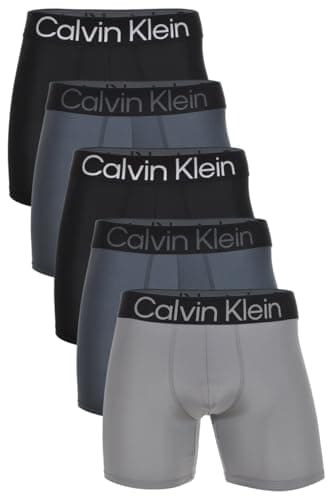 Calvin Klein Microfiber 5-Pack Boxer Briefs (Black/Turbulence, X-Large)
