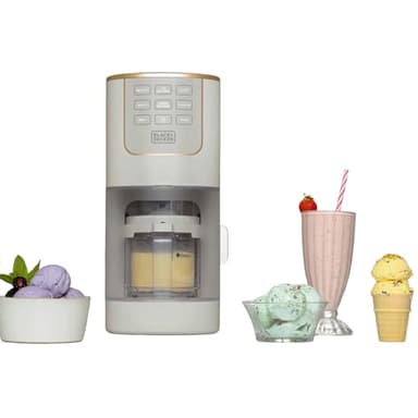 BLACK+DECKER Perfect Pint Ice Cream Maker for Homemade Frozen Treats, Gelato, Sorbet, Milkshakes, Frozen Yogurt, Light Ice Cream, Mix-Ins, Dairy-Free, Keto-Friendly Dessert Machine