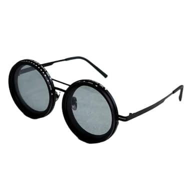 9 Gears Adjustable Sunglasses for Men, Adjustable Tint Rounded Polarized Lenses Retro Sunglasses, Black ND Filter Sun glasses for Beach Diving Fishing, Circular Lentes Ajustables Para Sol (Black)