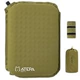 ATEPA Inflatable Seat Cushion Lightweight Self-Inflatable Memory Foam Seat Cushion for Stadium Airplane Trevel, Waterproof Seat Cushion for Backpacking Camping Chair Pad, Olive