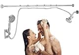 Ultrimkit Double Shower Head for Couple, High Pressure Dual Showerhead Combo, Adjustable Height Shower Rod, 5-Setting Handheld Shower Head, 5-Setting Handheld Shower Head, Chrome
