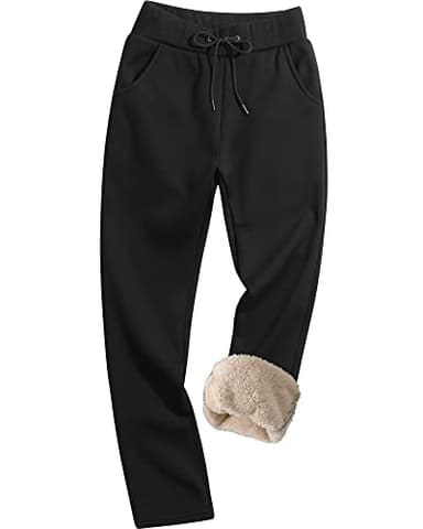 GXAMOY Men's Fleece Pants Sherpa Lined Sweatpants Winter Thicken Warm Lounge Athletic Sports Jogger Pants with Pockets Black L(1808)