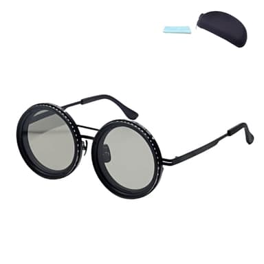 RuiDeJuJia Adjustable Tint Polarized Round Sunglasses for Men, 1-9 Gear Manual Tint Control with ND Filter – Beach Eyewear, Black