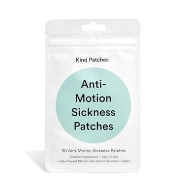 Kind Patches Anti-Motion Sickness Patches - Natural Relief for Motion Sickness - Ginger Root, Mint and Tangerine Peel - Easy Pre-Travel Use - 30 Count