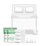 2PC Disposable Bed Sheets for Travel, Travel Disposable Bedding Set, Travel Cleaning Kit for Hotel, Disposable Sheets for Travel Queen Size, Travel Sheets for Hotel Disposable & 8 Compressed Towels