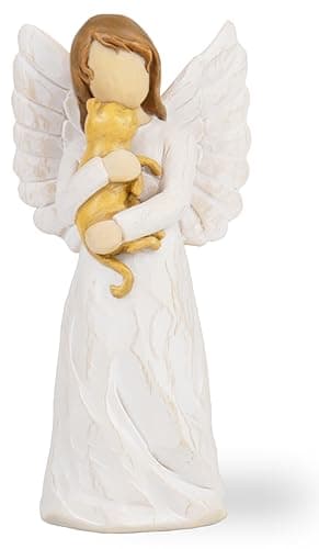 Dekismeos Cat Memorial Angel Figurines Women Cat Loss Sympathy Gifts for Cat Mom, Indoor Home Decor