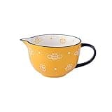 Gaolinci Cute Bee Pattern Kitchen Ceramic Mixing Bowl, 0.5 Quart Large Bowl, with Pouring Spout and Handle