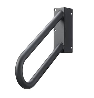 Hold Tight Handrails Steel Jamb-Mount Handrail - Heavy Duty Stair Railing for Decks, Porch, Mobile Homes, Short Stairway - Weatherproof & Non-Slip Powder Coated Finish - [Left Handed], [18"], [Black]