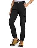 TBMPOY Women's Hiking Cargo Pants Lightweight Water Resistant Quick Dry Fishing Camping Travel Work Pant with 6 Pockets Black L