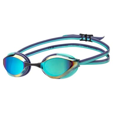 ARENA Unisex Adults Python Racing Swim Goggles for Men and Women Competitive Swimmers Anti-Fog Mirror Lens Max Comfort Dual Strap Small Fit, Turquoise/Future Dusk/Water