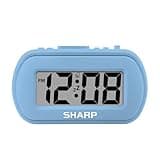 Sharp Digital Alarm Clock – Tactile Case with Soft Rubberized Finish - Battery Operated – Blue Backlight on Demand – Ascending Alarm – Easy to Use – Light Blue