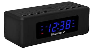 Emerson CK2023AM/FM Dual Alarm Clock Radio with 0.6" Blue LED Display, 4-Level dimmer, and Wake to Radio/Buzzer Alarm, Black
