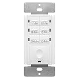 ENERLITES 30-Minute No Neutral Wire Countdown Timer Switch, 1-5-10-15-20-30 Min, for Bathroom Fans, Heaters, Lights, LED Indicator, 120VAC 800W, UL Listed, HET06A-J-W, White