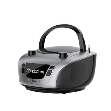 LONPOO Portable CD Boombox -FM & AM Radio, CD Player, Bluetooth, USB, MP3, AUX,Portable, Built-in Stereo Speakers, Carrying Handle, LCD Display,Grey