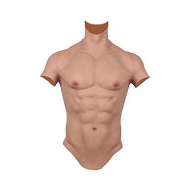 Liifun Realistic Fake Muscle Silicone Male Chest Half Body Suit with Lifelike Skin Texture, for Cosplay Halloween Props (L, #1)