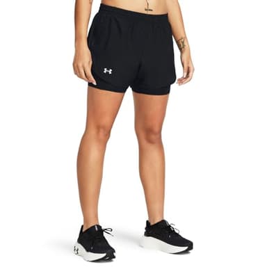 Under Armour Womens Fly by 2-in-1 Shorts, (001) Black/Black/Reflective, Small